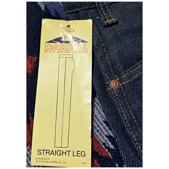 VINTAGE 80's DEADSTOCK DAKOTA BY 5 BROTHERS RAW DENIM JEANS- SIZE 42X32
